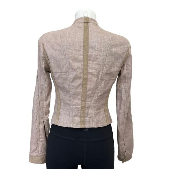 A/X ARMANI EXCHANGE Womens Linen Cotton Khaki Front Zip Jacket Size small - Picture 5 of 9